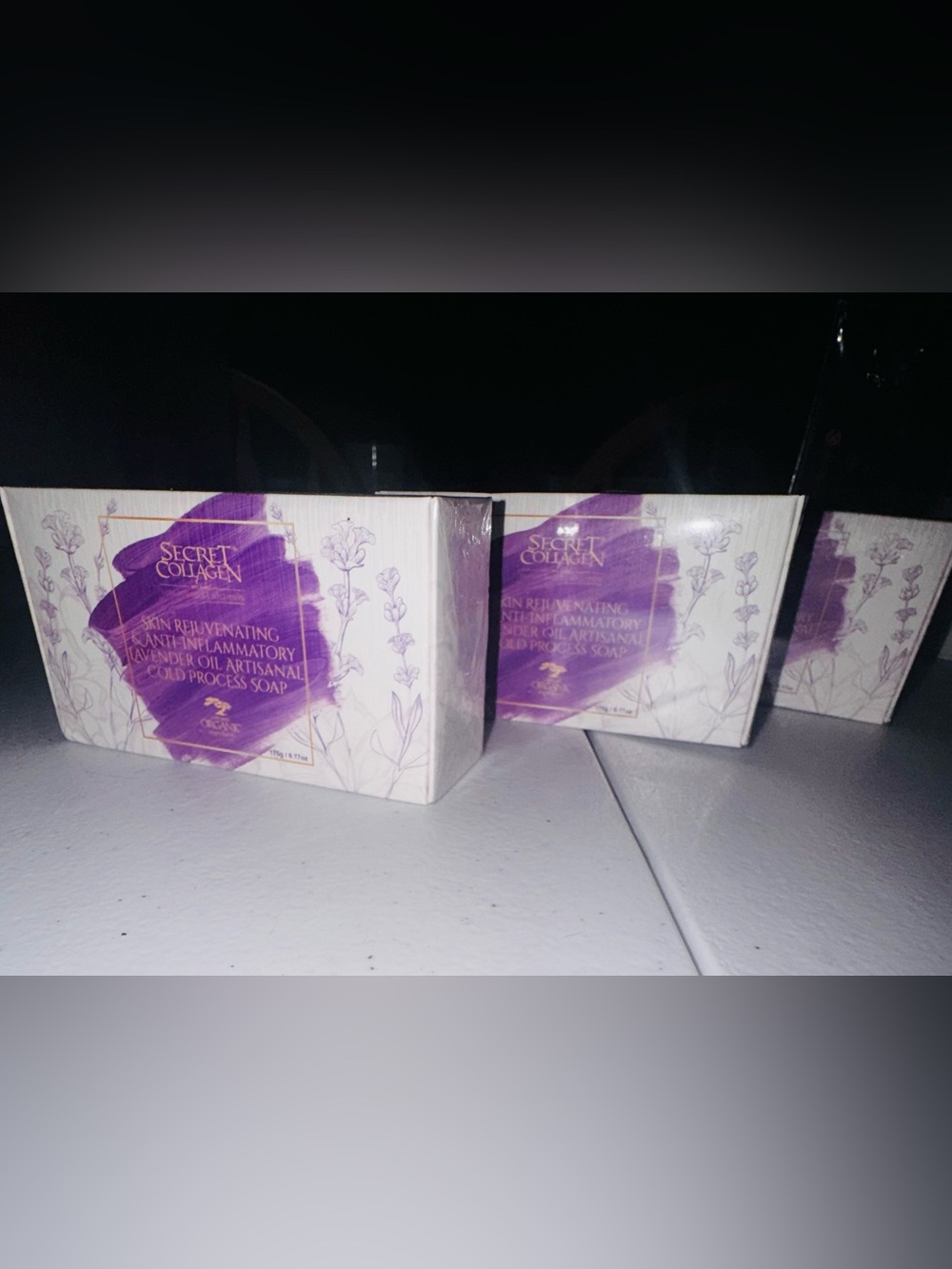3/ Secret Collagen Lavender Cold Process Soap Exfoliating Facial & Body Soap-NIB